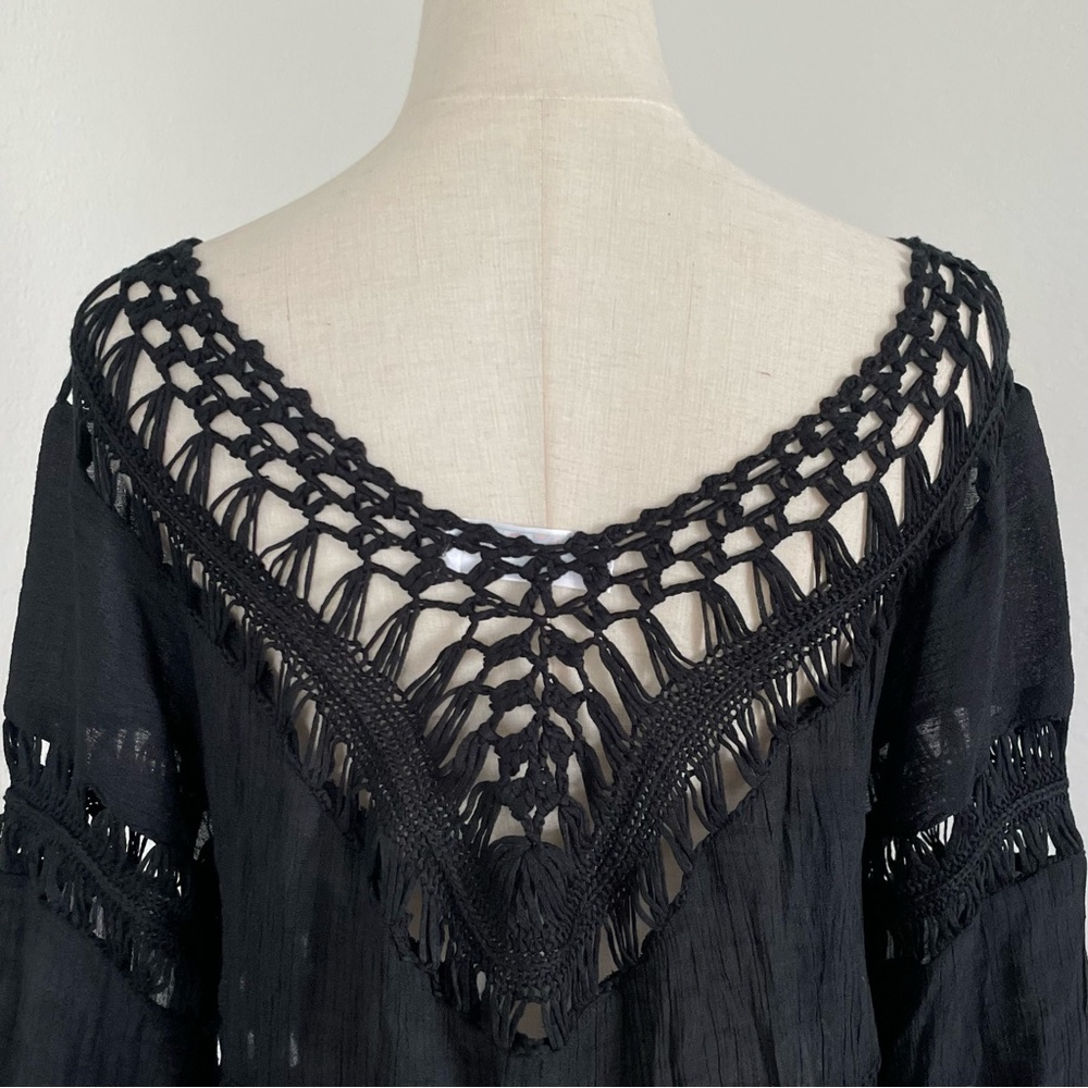 India Boutique Boho Hippie Crochet Tunic Top - Picture 7 of 10
